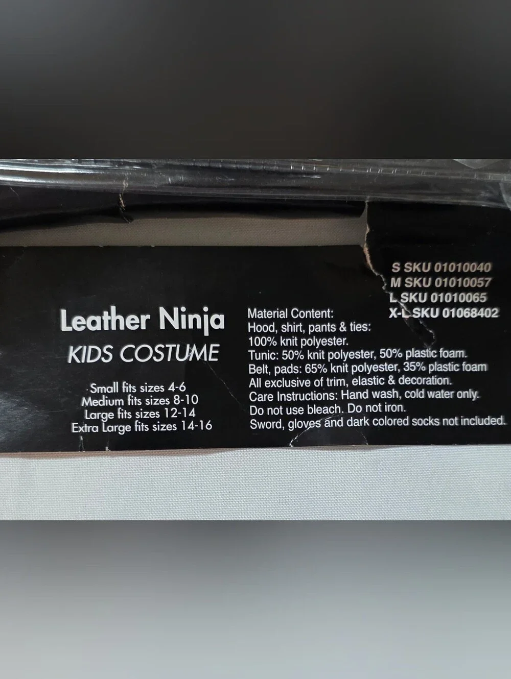 Spirit Halloween Leather Ninja Full Costume Set Kids Medium 8-10 Complete Kit